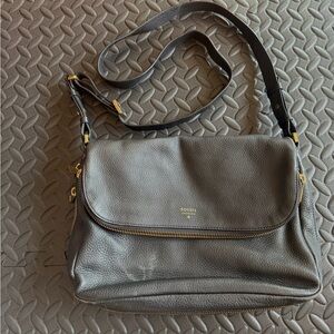 Fossil Black Leather Shoulder Bag Crossbody Purse